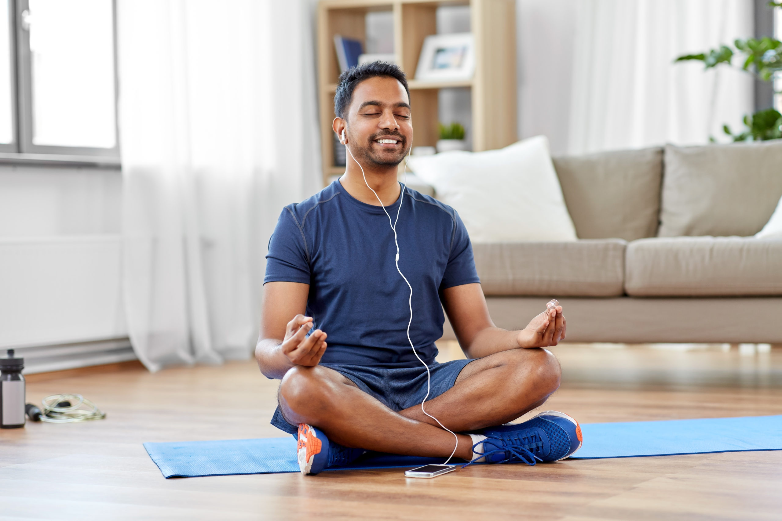 Healthy Asian Man Living In The Moment With Meditation